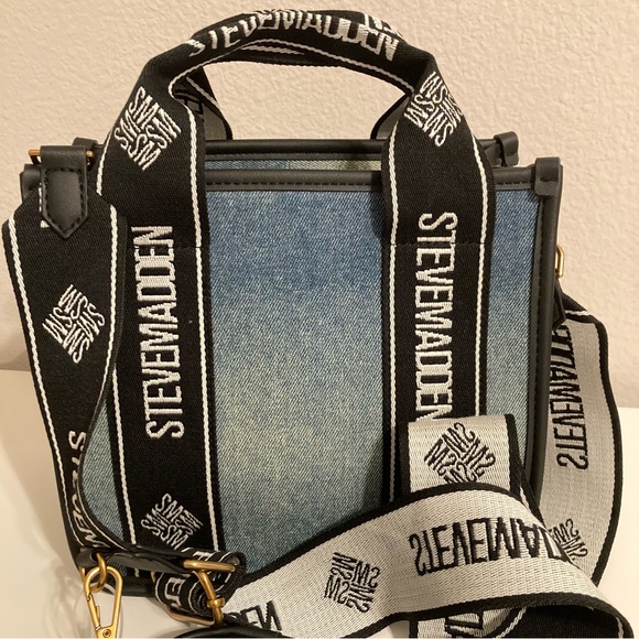 NWT Steve Madden Denim Bwebber Satchel Crossbody Handle Bag with Change Purse - Picture 7 of 16